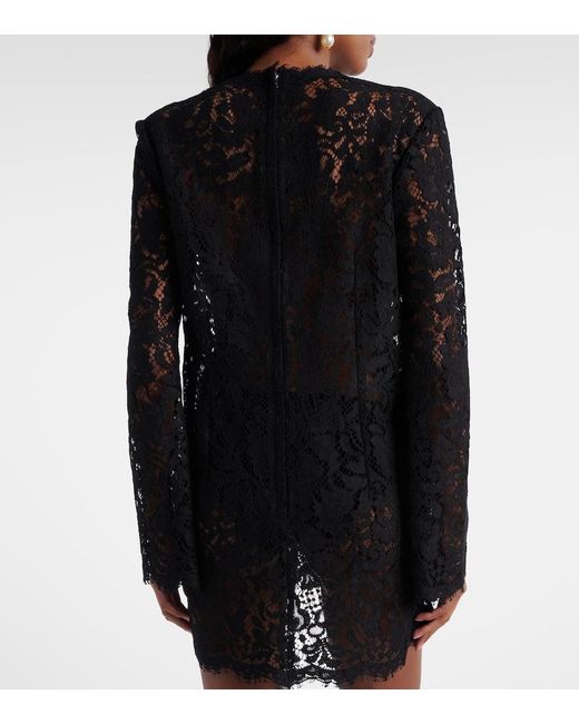Dolce & Gabbana Black Floral-Applique Lace Minidress