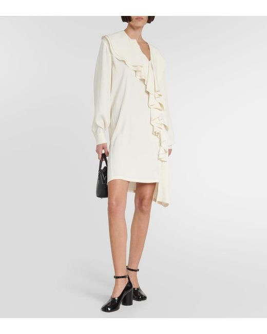 MM6 by Maison Margiela White Ruffle-Trimmed Minidress