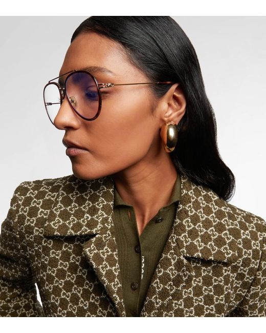 Gucci Brown Aviator-Brille Gg Tiny