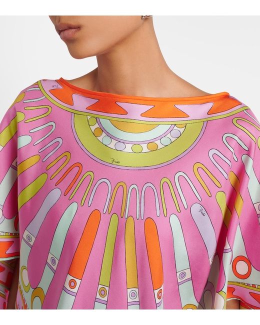 Emilio Pucci Pink Soleil Silk Twill Top