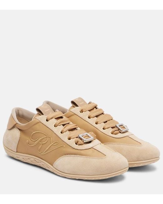 Roger Vivier Natural Sneakers Viv Low Aus Satin Mit Leder