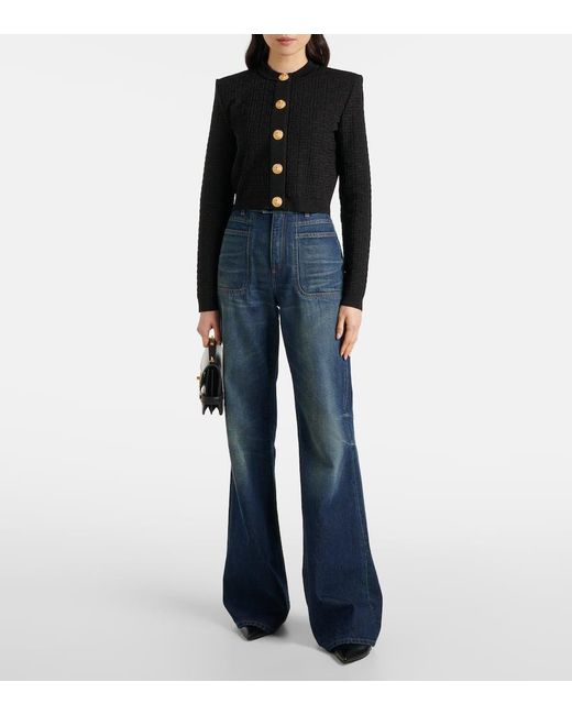 Balmain Black Cardigan Pb Labyrinth Aus Lame