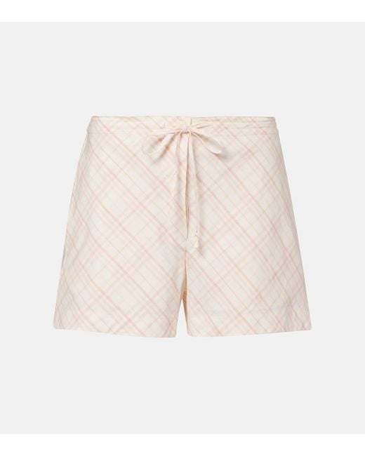 Burberry Natural Check Cotton Shorts