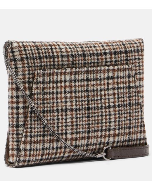 Brunello Cucinelli Metallic Monili Mini Plaid Clutch