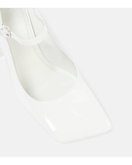 AMINA MUADDI White Charlotte 95 Patent Leather Mary Jane Pumps