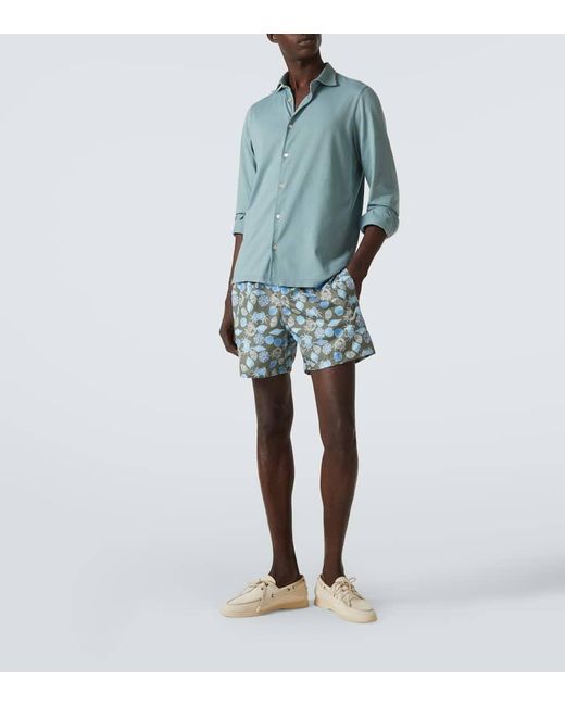 Fedeli Hemd Jason Aus Baumwoll-Jersey in Blue für Herren