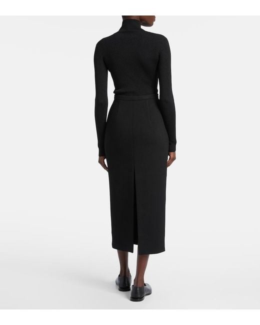 Givenchy Black Wool-Blend Midi Skirt