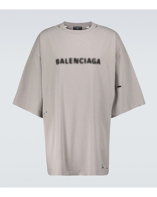 Camiseta ancha con logo borroso Balenciaga de hombre de color Gray