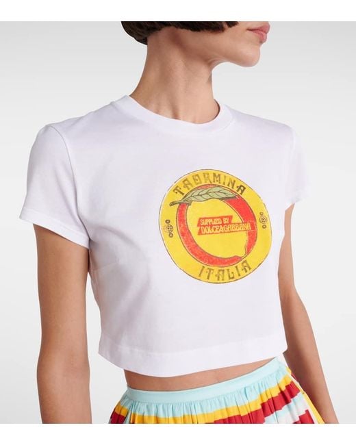 Dolce & Gabbana White Cropped-Top Aus Baumwolle