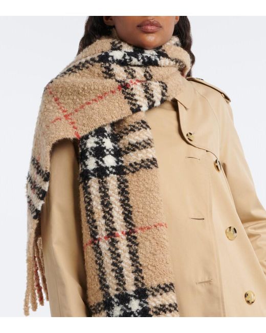 Burberry Metallic Check Alpaca And Wool Boucle Scarf