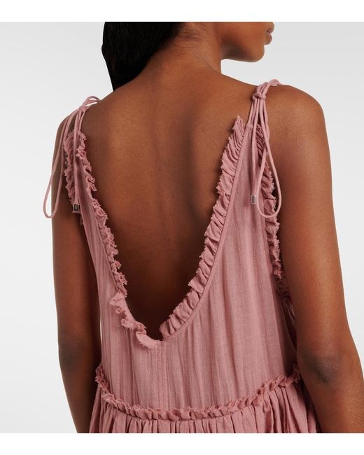 The Attico Pink Ruffled Cotton Gauze Minidress