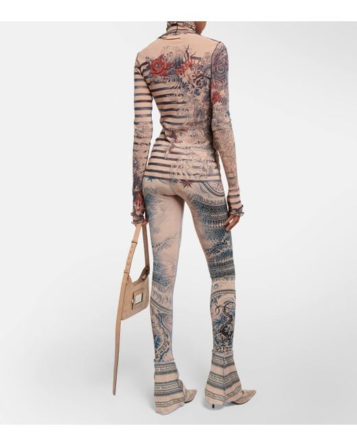Top Tattoo Collection en tulle Jean Paul Gaultier en coloris Gray
