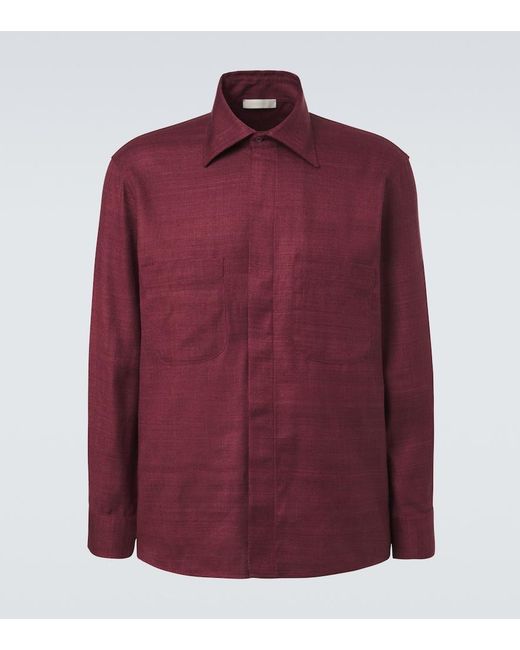 Saman Amel Red Regis Silk Shirt for men