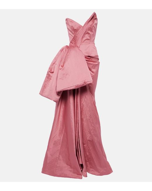 Maticevski Pink Bow-detail Cotton-blend Gown