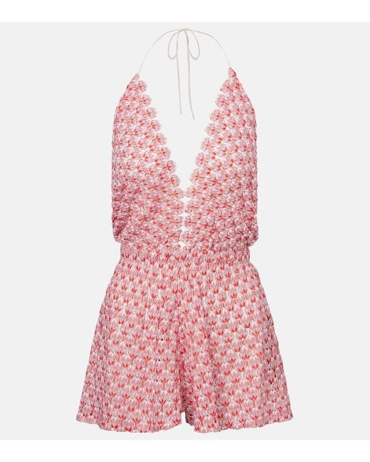 Missoni Pink Open-Knit Lame Playsuit