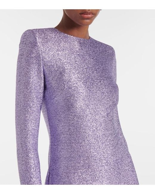 Oscar de la Renta Purple Lamé-Effect Column Maxi Dress