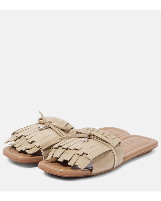 Hogan Natural H685 Fringed Suede Slides