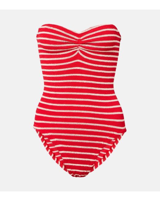 Hunza G Red Brooke Striped Swimsuit
