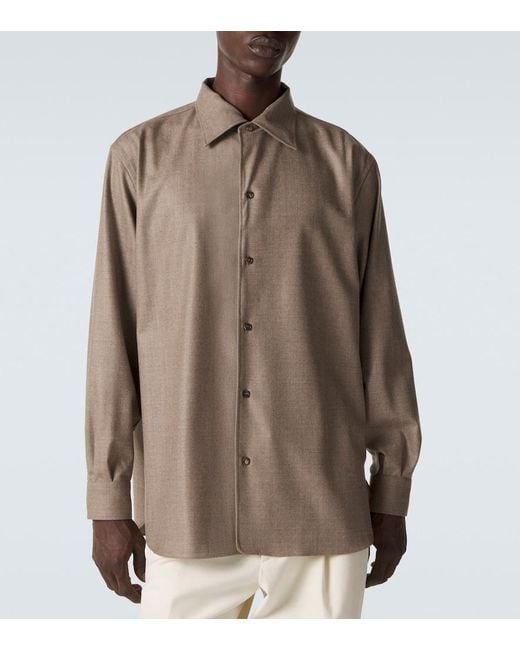 Loro Piana Brown Franco Virgin Wool Shirt for men