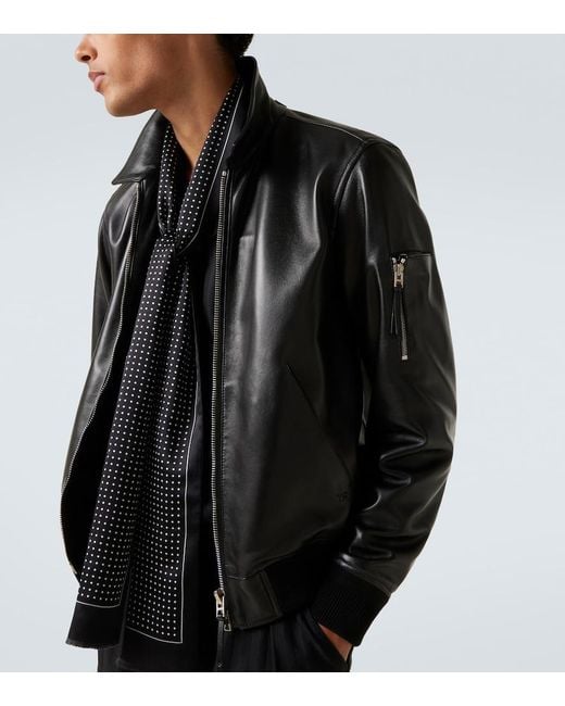 Tom Ford Black Leather Blouson Jacket for men