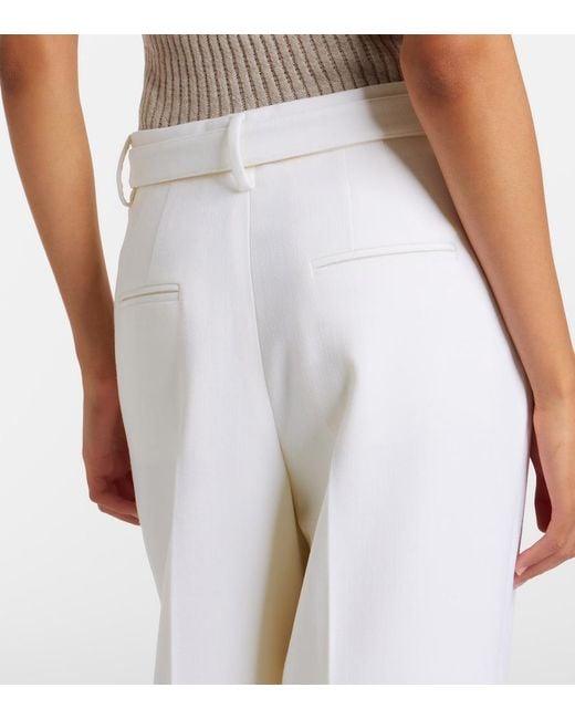Gabriela Hearst White Norman Belted Virgin Wool Wide-Leg Pants