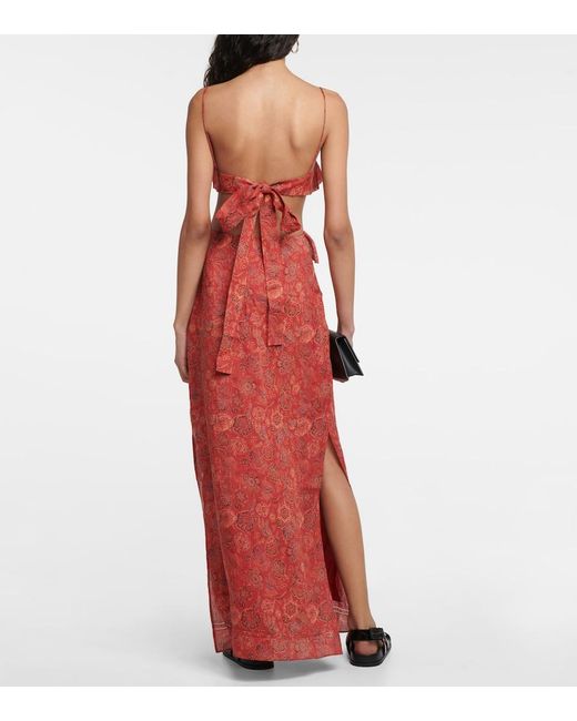 Sir Red Allegra Floral Ramie Maxi Dress