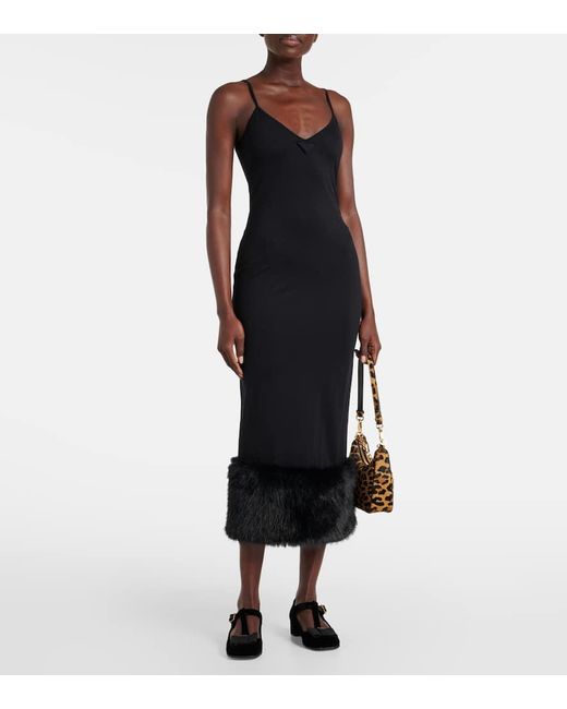 Robe Midi En Shearling Synthetique Prada en coloris Black