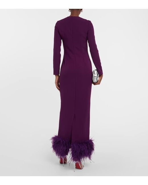 Safiyaa Purple Paignita Embellished Crepe Gown