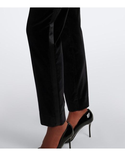Dolce & Gabbana Black Cotton And Silk-Blend Velvet Slim Pants
