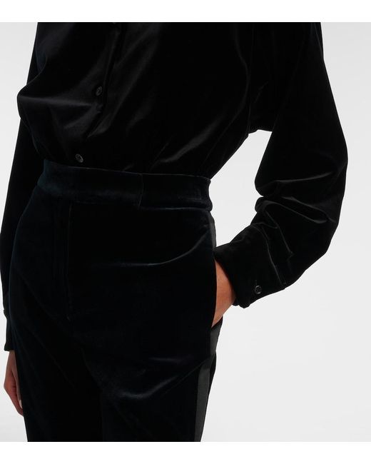 Max Mara Black Cotton Velvet Bodysuit