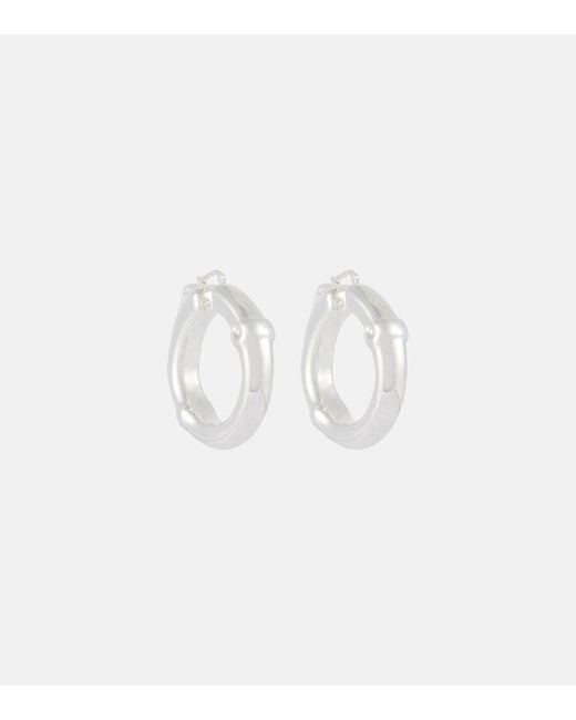 Jil Sander White Small Bamboo Hoop Earrings