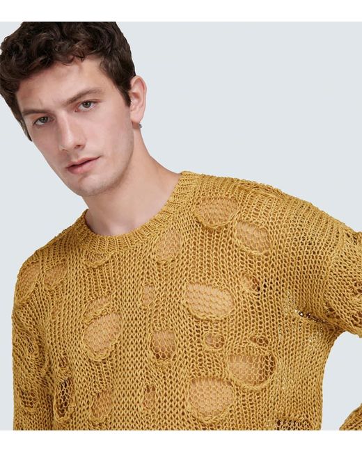 Dolce & Gabbana Natural Re-Edition Distressed Silk And Linen Sweater for men