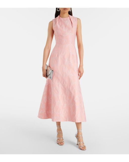 Robe Midi Kissa En Jacquard Emilia Wickstead en coloris Pink