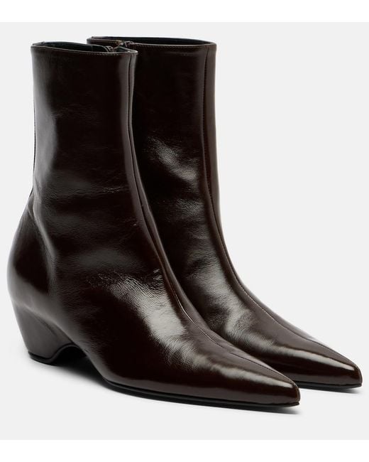 Khaite Black Sybil Leather Ankle Boots