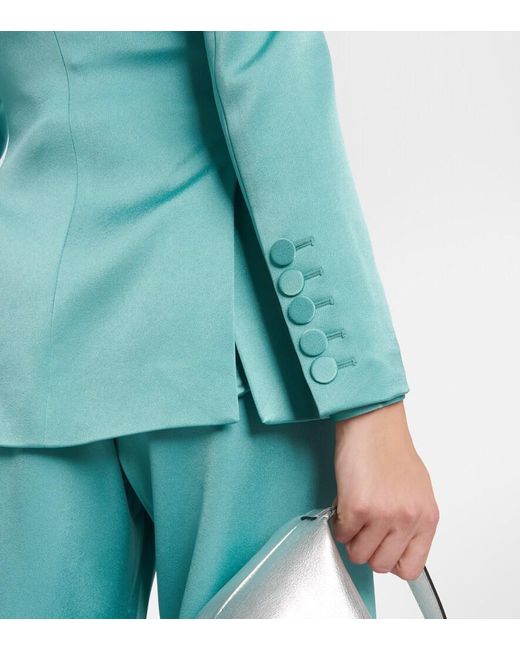 Alex Perry Blue Aro Satin Single-Breasted Blazer