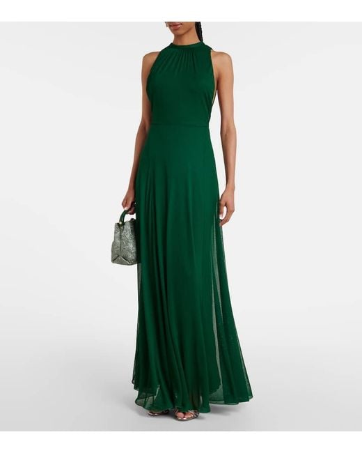 Max Mara Green Carnet Mesh Jersey Maxi Dress