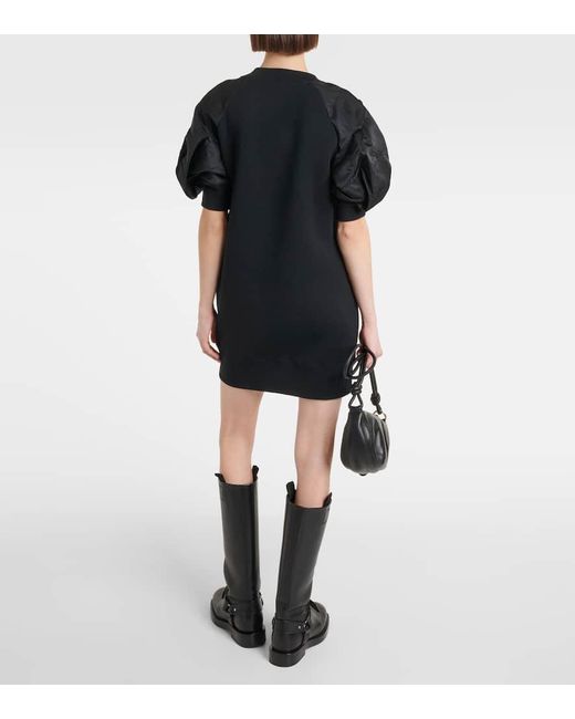 Vestido corto Sponge de mezcla de algodon Sacai de color Black