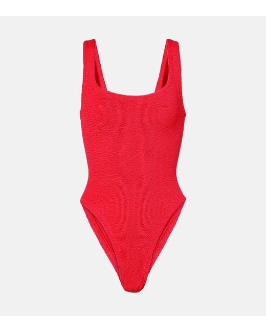 Hunza G Red Square Neck Swimsuit