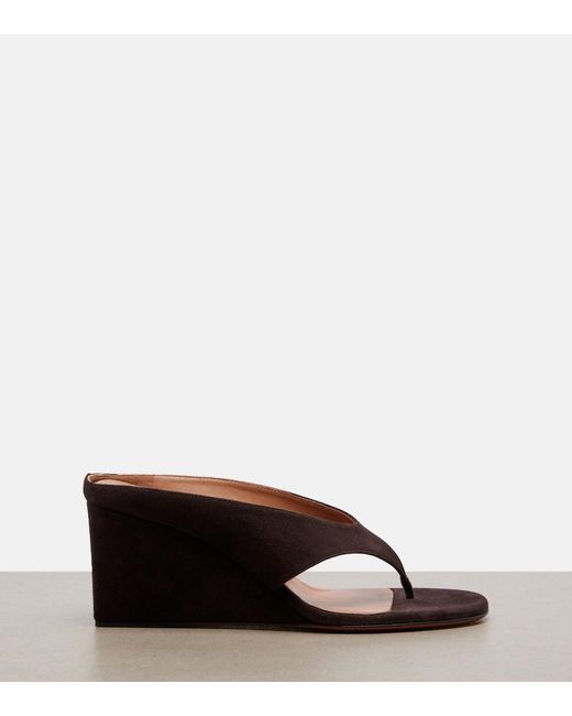 Alaïa Brown Cube Suede Wedge Sandals