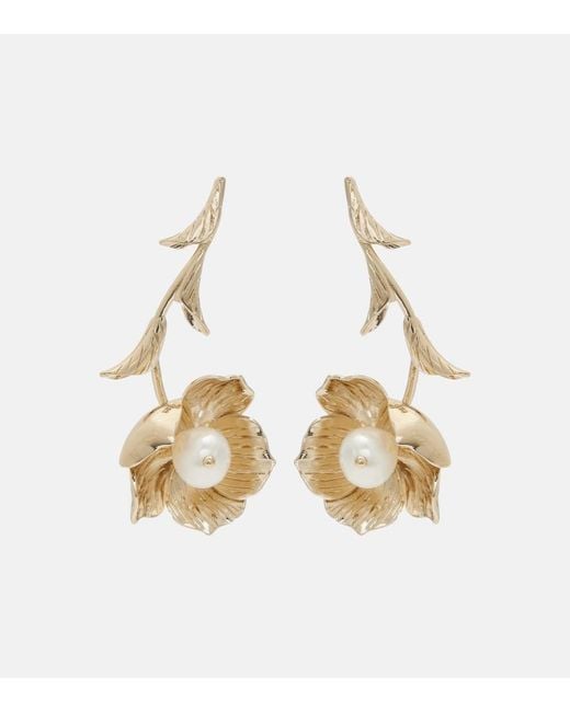 Erdem Metallic Embellished Drop Earrings
