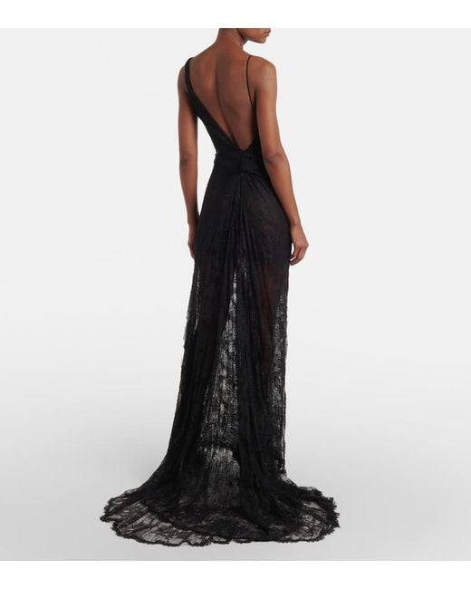 Vivienne Westwood Black Bridal Lace Minerva Semi-Sheer Open-Back Gown