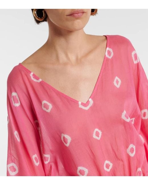 Anna Kosturova Pink Sand Dollar Tie-Dye Cotton Kaftan