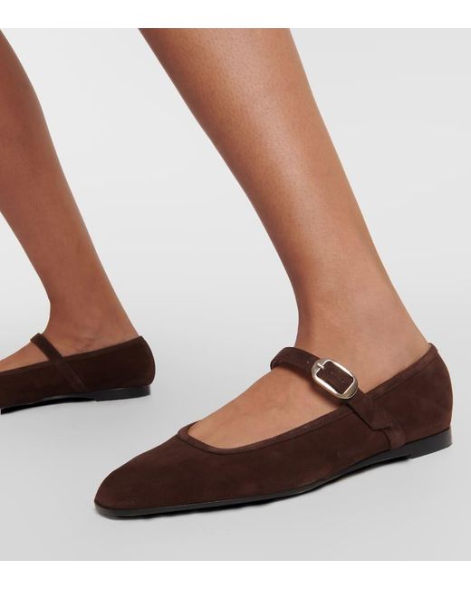 Le Monde Beryl Brown Suede Mary Jane Ballet Flats