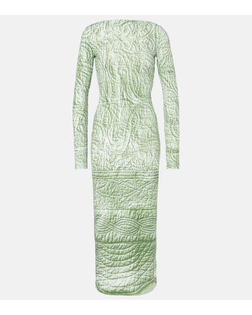 MM6 by Maison Margiela Green Printed Jersey Midi Dress