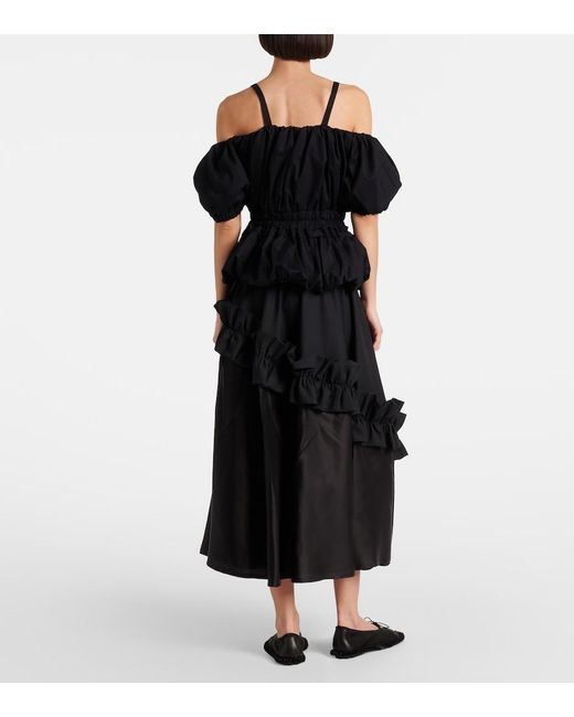 Noir Kei Ninomiya Black Peplum Cotton Poplin Top