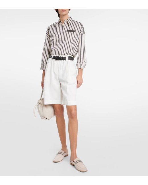 Brunello Cucinelli White Twill Shorts