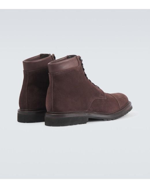 George Cleverley Brown Taron Ii Suede Lace-Up Boots for men