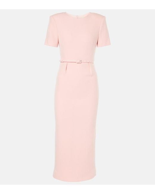 Roland Mouret Pink Wool Crepe Midi Dress