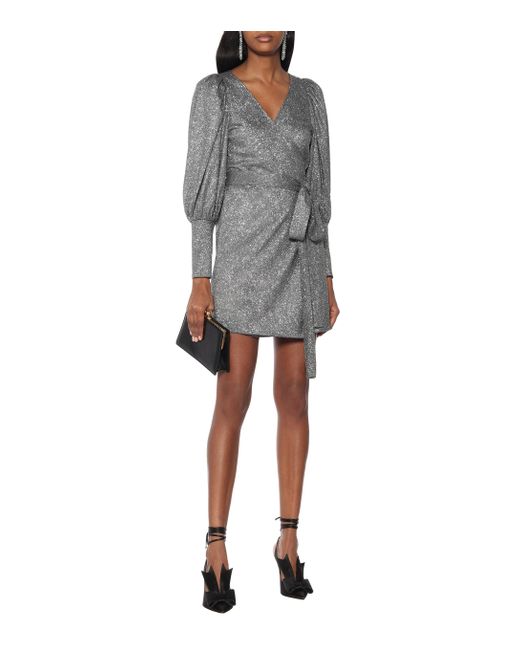 RHODE Frankie Embellished Wrap Dress in Silver (Gray) | Lyst