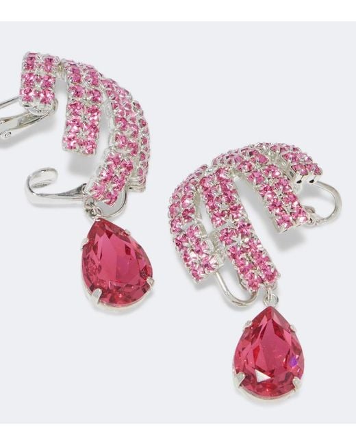 Magda Butrym Pink Crystal-Embellished Drop Earrings